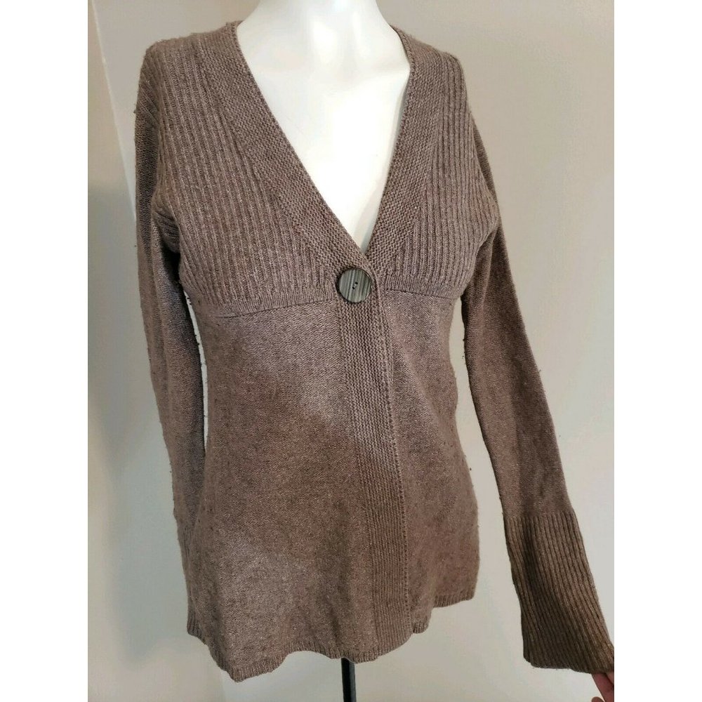 Anthropologie Aphorism Brown One Button Sweater Rabbit Hair Blend size Small